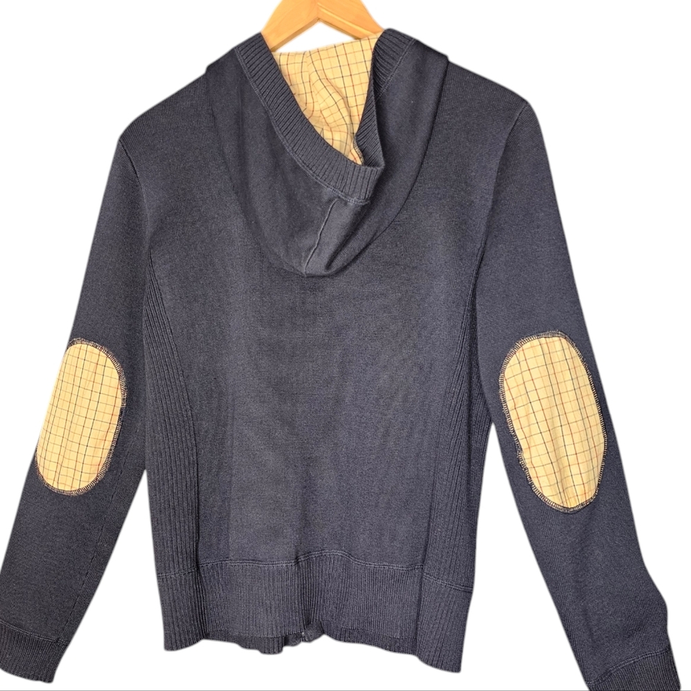 Pendleton Full Zip Navy Elbow Patch Plaid Hooded … - image 5